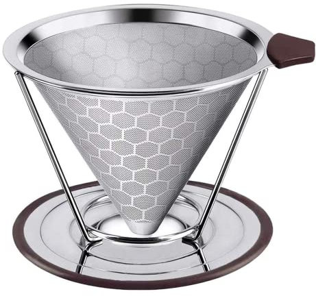 Pour Over Coffee Dripper, Reusable Coffee Filter Durable Stainless Steel Holder Mesh Funnel Baskets Coffee Filter