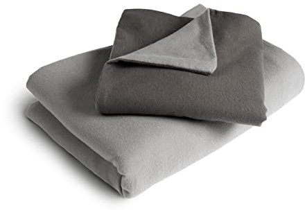 Bodyguard bett1 Flanell Bettwäsche (155x220 cm | 1 x 80x80 cm, zweifarbig, wendbar, Silber & Anthrazit, kuschelig weich, Winterbettwäsche, waschbar bis 60° C, atmungsaktiv, 100% Baumwolle)