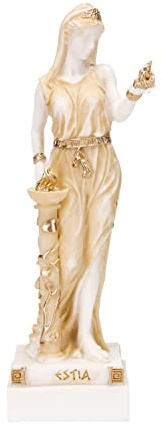 BEAUTIFUL GREEK STATUES Hestia Goddess of the Hearth, hemfamiljen och staten staty guldton 23 cm