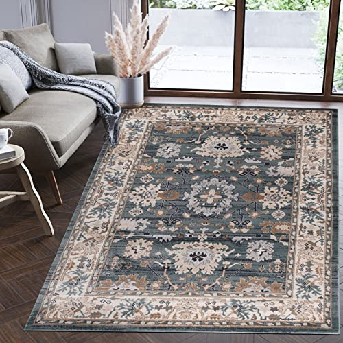 Mazovia Orientalisch Teppich - Traditioneller Teppich für Wohnzimmer, Esszimmer - Orient Teppiche Ornament - ÖKO-TEX Wohnzimmerteppich Blau - 140 x 200 cm