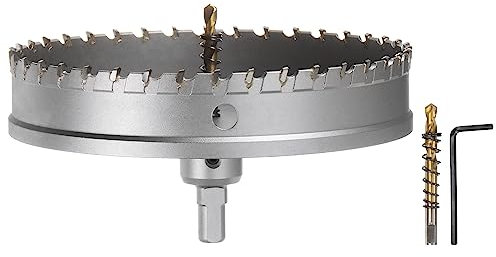 QUARKZMAN Lochsäge 170 mm Hartmetallbohrer Metall Bohrer Hartmetallschneider mit 2 Zentrierbohrer & Sechskantschlüssel für Edelstahl Eisen Legierung Holz Kunststoff Kupfer Aluminum
