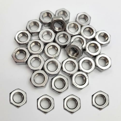 M8 30pcs Hex Nut Stainless Steel 304(18-8) A2-70 Metric Hexagon Nut for Bolts, Bright Finish, Full Thread (M8)