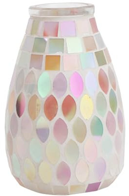 Mosaik Glasvase in Beige mit Fischschuppen Optik für Deko