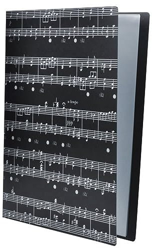 Doumneou Schwarze Notenblatt-Aktenmappe Dokumentenhalter Blanko Blatt Akten Kunststoff A4 Größe 40 Taschen (Notenblatt Schwarz)
