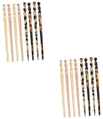 DOITOOL 16pcs Tortoise Shell Hair Stick Hair Bun Holder for Women Girls Acetate for Retro Vintage