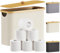 Lifewit Rangement Papier Toilette, Réserves à Rouleaux de Panier Papier Toilette WC avec Bambou Couvercle, Boite Rangement Salle de Bain, Accessoires WC, Panier Rangement Tissu, Blanc