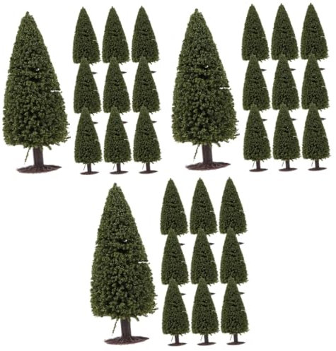 Zerodeko 3sets Miniature Pine Trees Model Scenery Trees for Table Fake Decor 10pcs*3