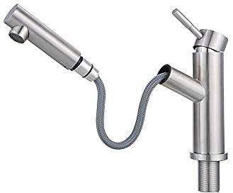 Küchenarmatur, Waschbecken-Wasserhahn, Küchenarmatur, 304 Edelstahl, drehbarer Waschbecken-Badezimmer-Wasserhahn, Einloch-Zug-Wasserhahn, heißes und kaltes Badezimmer-Waschtisch-Teleskop-Wasserhahn Ve