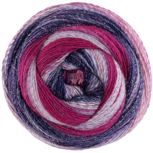 LANA GROSSA Gomitolo Gala| Dochtgarn im Farbverlauf mit dezentem Lurex-Effekt | Handstrickgarn aus 60% Schurwolle, 38% Polyacryl & 2% Polyester | 200g Wolle zum Stricken & Häkeln | 700m, FB 4024