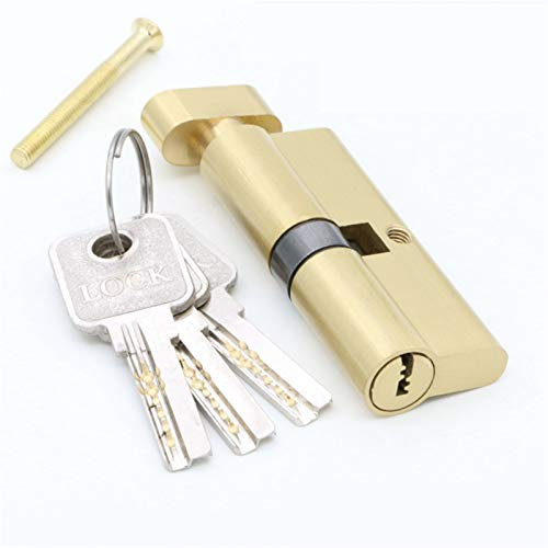 GBSONGLIANGBO Knaufzylinder,Schließzylinder Tür Hardware Security 70 75MM Gold-Zylinder-Innenraum Türschloss Zunge Druckschleuse Griffarretierung Schlüssel Messing Kupfer-Verschluss(DY70MM 3S)