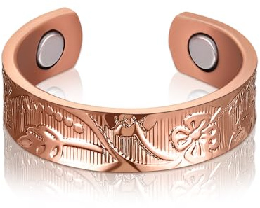 Anello Magnetico in Rame Massiccio Anello Regolabile Elegante da Dito Anelli in Metallo per Regalo Gioielli Donne e Uomini Compleanno Coppia Amicizia(Semplice)