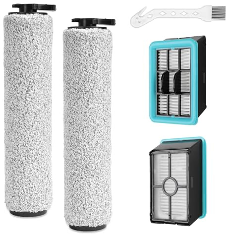 FFsign 3831 Roller Brush & Filter Replacement Compatible with Bissell Crosswave Hard Floor Expert 3831, HF2 3845N Vacuum, Floor Scrubber Wet Dry Vacuum Accessory Kit 2 Brush Rolls, 2 Filter Parts