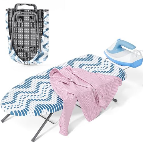 KINGBOARD Tabla de planchar de mesa, tabla de planchar pequeña con soporte de plancha, tabla de hierro plegable, cubierta extragruesa, tabla de planchar portátil con pies antideslizantes, 30 x 12