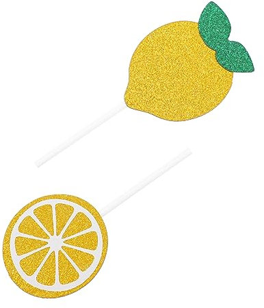 VOSAREA 24pcs Lemon Cupcake Toppers for Birthday Parties Safe Cake Picks for Showers Decorations for Lemon Theme Celebrations