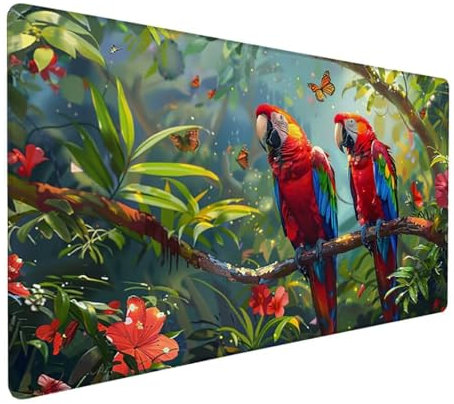Rot Mousepad XXL 700 x 400 x 3 mm, Groß Gaming Mauspad Tier Muster, Schreibtischunterlage mit Rutschfeste Gummibasis, Wasserfest Mouse Pad Vernähte Kanten Design, Büro Deko, Geschenke für Frauen Z-918