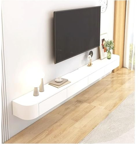 Mobile Porta TV in Legno Massello, Mobiletto da Parete, Libreria, Mobiletto Porta Vino, Mobiletto Portaoggetti da Parete, Mobiletto Porta TV Sospeso per Soggiorno(160cm)