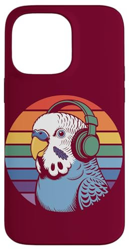Budgie Perruche Casque DJ Perruche Coque pour iPhone 14 Pro Max