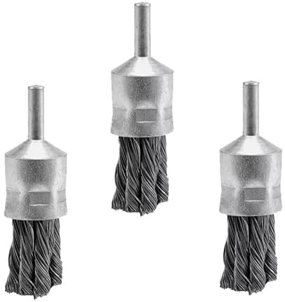 HERO Pinselbürste 3 Stück Drahtbürste Rundbürste gezopfter Stahldrahlt 25mm Topfbürste Stahlbürste Felgenbürste Schaft Ø 6 mm Drahtbürstenaufsatz für Bohrmaschine Akkuschrauber Standbohrmaschine