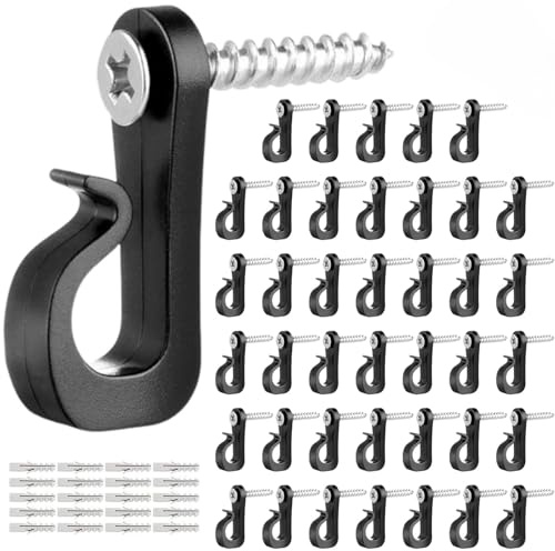 SiumPklay 40 Pack Q-Hanger Screw-in Hooks with Safety Buckle – Heavy-Duty Hooks for Outdoor String Lights, Indoor Plants Holiday Decorations & More Secure Hanging for Wood Brick & Concrete
