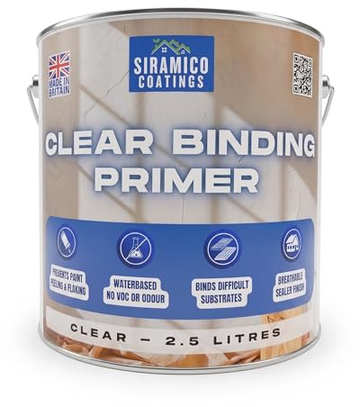 SIRAMICO COATINGS Clear Binding Primer I Water-Based Acrylic Sealer & Surface Stabiliser for Peeling Paint, Flaking Plaster, Chalky Walls I Deep Penetration, Breathable & Durable Bond - 2.5 Litres