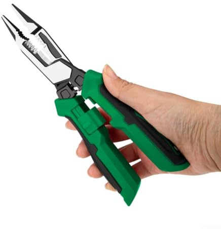 CYRENT Elektriker-Zange mit digitaler Spannungsanzeige, Abisolierzange und Crimper für stromführende neutrale Drahterkennung