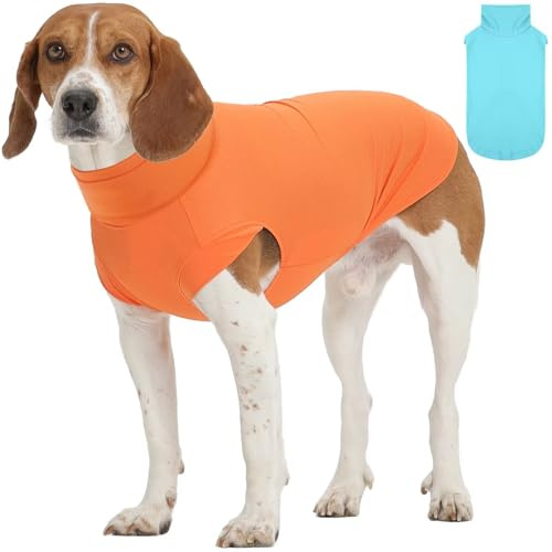 IECOii 2PCS Hundemantel für kleine Hunde,Leichte Hundekleidung Sommer,Hundepyjama & HundemantelOhne Ärmel,Weich & Atmungsaktiv,UV-Schutz & Schmutzabweisend,Heiße Tage & Outdoor (OrangeBlau,L)