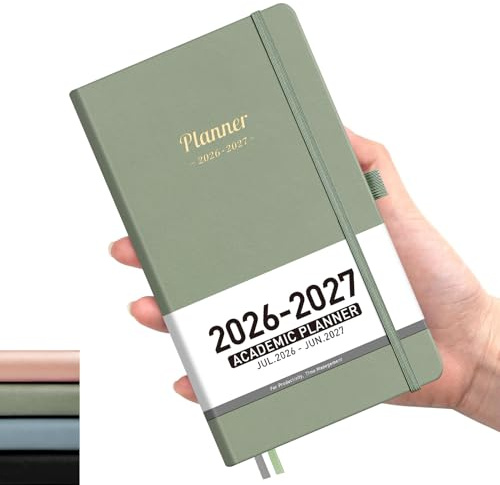 AHGXG Pocket Calendar 2026-2027, July 2026 - June 2027, Academic Planner, Weekly and Monthly, Small Size for Purse, Hardcover, 12-Month Tabs, for Women, School, 3.9X 6.7 (Sage Green)