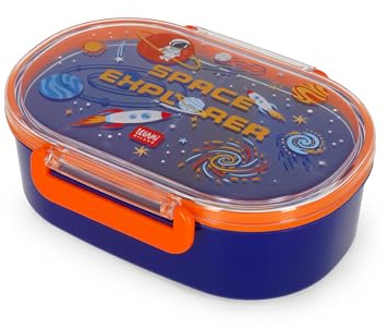 Legami - Contenitore Porta Merenda, Tema Space, 1 Snack Box | Divisiorio removibile, Chiusura a Clip, facile da aprire e richiudere, Lavabile in Lavastoviglie, 18 x 7 x 14 cm