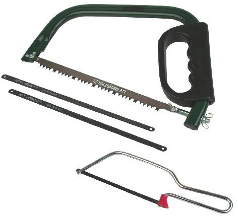 Brüder Mannesmann Bügelsäge, 300 mm, und Haushaltssägebogen mit Sägeblättern | M30132