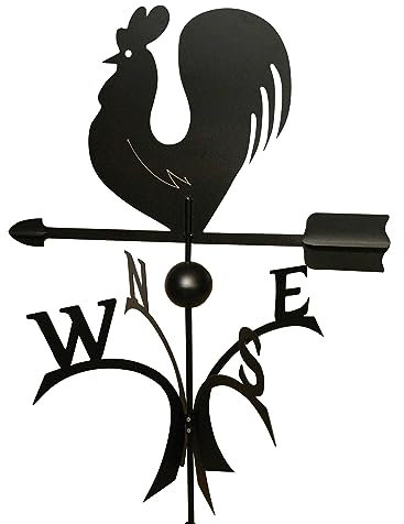 SvenskaV Girouette 57 x 62,5 cm Motif coq noir acier Carillon Roulement à bille