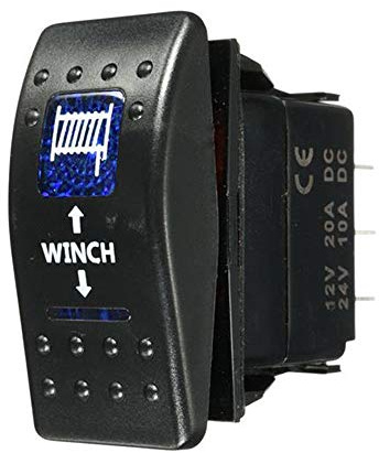 Mintice™ Interrupteur à Bascule Commutateur 7 Broches Momentané Lampe Lumière LED Bleu 12V 20A pour Voiture Bateau (Winch in Out)