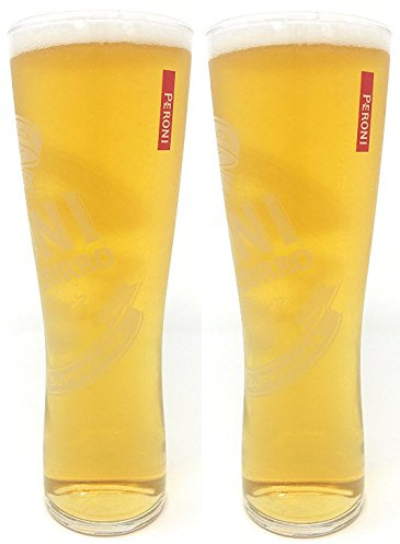 2 x Peroni Nastro Azzurro Pint Glass Toughened and Nucleated (2 Glasses)