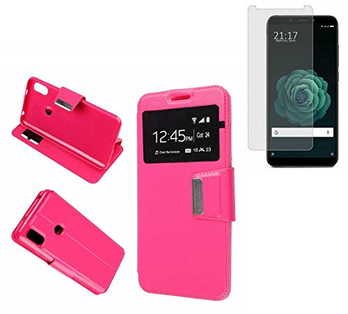 Todobarato24h Funda Libro Ventana Rosa Compatible con Xiaomi MI A2 (5.99) + Protector de Cristal Templado