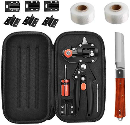Ratschenschere Veredelungsschere Set, Garten Obstbaum Pfropfschere, Professionelle Einhand Obstbäume Pfropfen Schneidwerkzeug für Garten Blumen Baum Pflanzenzweige, Pfropfen Werkzeug Kit