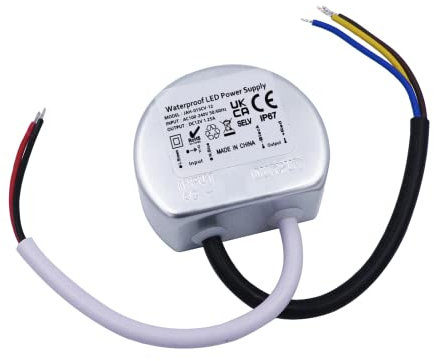 Noobibaba 12V Netzteil IP67, Netzteil 12V 1,25A Outdoor, 12 Volt Mini LED Trafo 15W Wasserdicht für LED-Leuchten, 1-Stück