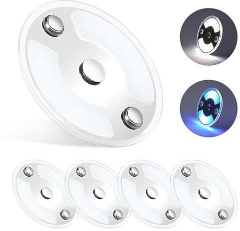 Obeaming 4 x 12V LED Deckenleuchte Wohnmobil Flach Dimmbar Panel Rund Leuchte 75mm 235LM mit Touch Schalter Aufbauleuchte, für Camper Boot Wohnwagen Yacht Auto, Zwei Farbe(5000K/Blau)