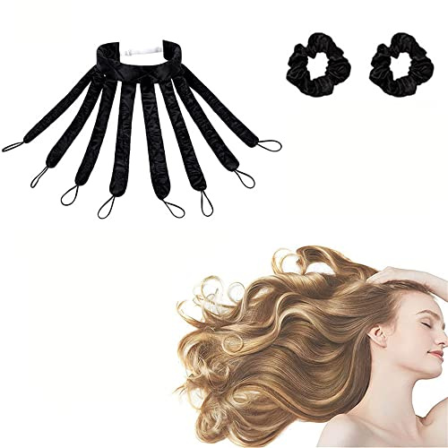 YGMXZL Ruban Bouclé Sans Chaleur,Poulpe Bigoudis Sans Chaleur Pour Cheveux longs,kit de coiffage pour femmes,DIY Magic Hair Waves Curls (Noir)