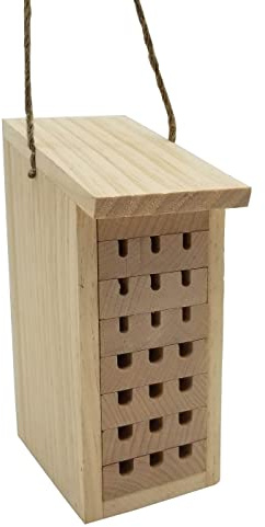 Dehner Natura Premium Insektenhotel Zermatt, Insektenhaus / Nistkasten für Bienen/Schmetterlinge/Käfer, ca. 8 x 19.5 x 12.5 cm, Kiefernholz/Bambus, natur