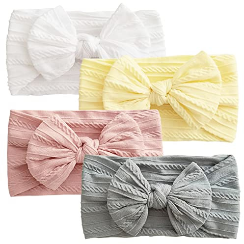 4 st Baby Turban Pannband Nyfödd Baby Rosett Pannband Mjuk Huvudbonad Elastiska Hårband