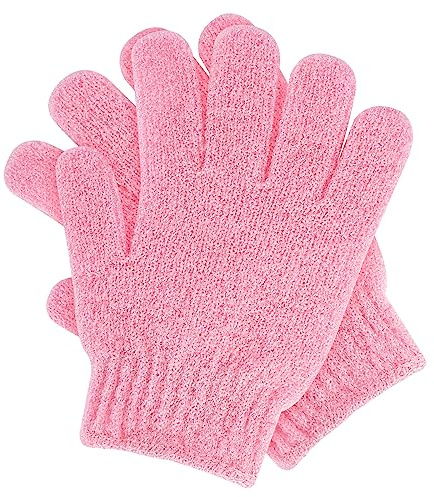 Sibba 2Pcs Exfoliating Gloves Bamboo Exfoliator Mitt Body Scrub Exfoliating Washcloths Scrubbing Glove for Shower, Spa, Massage and Dead Skin Cell Remover Loofah