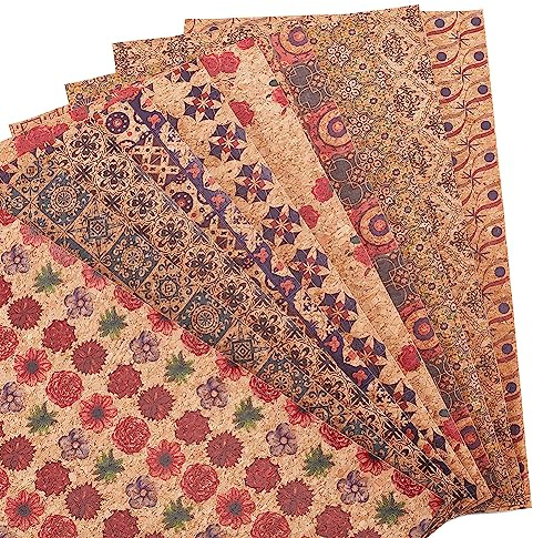 nbeads 10 Stück Kunstleder Blatt 30×20cm, Kork Stoff Retro Kunstleder Blätter mit Holzmaserung Muster Rechteck natürliche Farbe PU Leder Stoff Blatt für Kleidung Zubehör