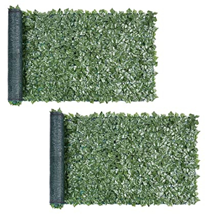 Yaheetech 2 Stück Künstliche Efeu Garten Sichtschutz, Künstliche Pflanzenwand mit Schattennetz, Efeu Sichtschutz, Künstliche Hecke für Balkon Gartenhecken Dekoration, 300× 100cm (LxB)