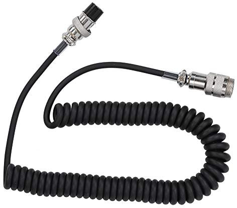 Rallonge de Microphone Enroulée Pratique de 23,6 Pouces à 8 Broches, Prise Femelle D'aviation, Fil à Ressort Extensible Compatible avec Les émetteurs-récepteurs et Les Radio