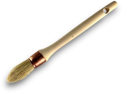 Lot de 6 pinceaux de Pouce à rechampir | Brosse Ronde en Soie Blanche | Ø 25 mm | Idéal Peinture rénovation Volets moulures plinthes Angles persiennes | Manche Bois Brut | Kibros 371D25_4x6