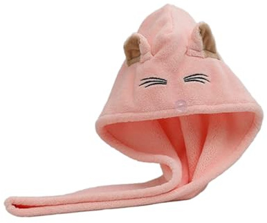 Angoily Schnell Trocknendes Haarturban Handtuch für Damen aus Coral Fleece mit Wasserabsorbierender Funktion und Niedlichem Katzenmotiv für Hautpflege und Familien Zufällige Farbe