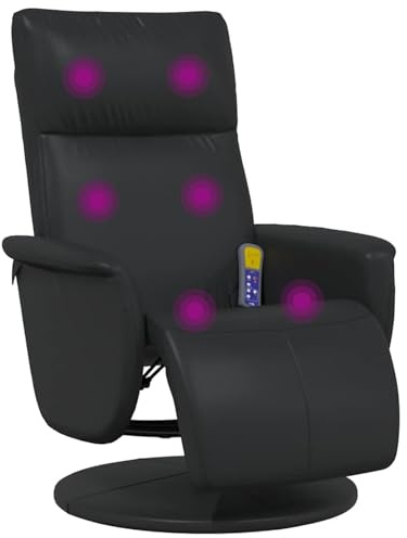 Gecheer Massagesessel mit Fußteil, Relaxsessel mit Liegefunktion, TV Sessel, Massagestühle, Liegesessel, Fernsehsessel, Kunstleder, Schwarz
