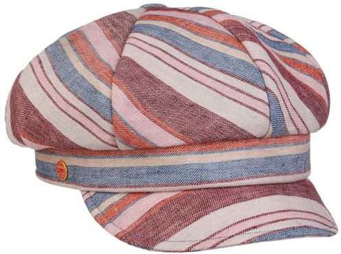 Mayser Anja Ballonmütze Leinen Multicolour Stripes Damen Sommer Winter Bordeaux One Size
