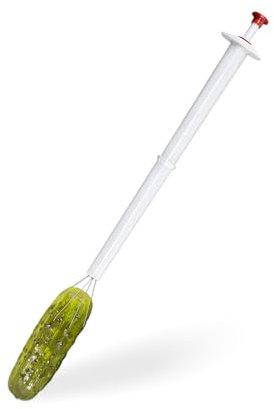 BELEFU 1 Pcs Pickle Grabber Tool Stainless Steel and Plastic, 7.87 Inch Olive Pepper Pickle Picker, Deluxe Pickle Pincher, Retractable Pickle Fork Claw for Jar Kitchen Food White (1)