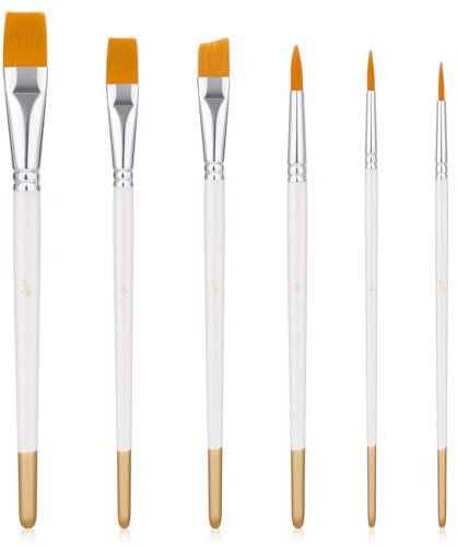 Jeffdad 6 Stück Pinselset, Kuchen Malerei Pinsel Kuchen Bürsten für DIY Kuchen Plätzchen Dekorieren Backpinsel Werkzeug, Künstlerpinsel Malerei Bürsten Set Acrylfarben Pinsel für Acryl Aquarell