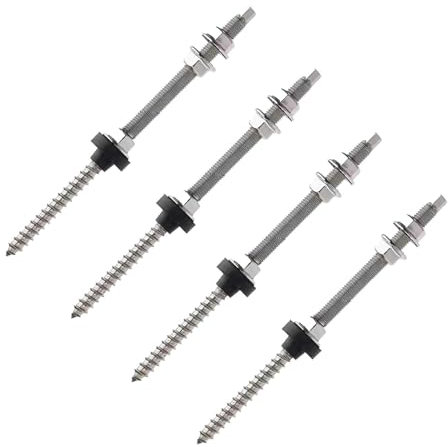 Aqxypas Stockschrauben M10 20/25 mm Halterungszubehör Farbe Stahl Fliesenhalterung Edelstahl Doppelkopf-Holzschraube (Color : M10 200mm 4pcs)